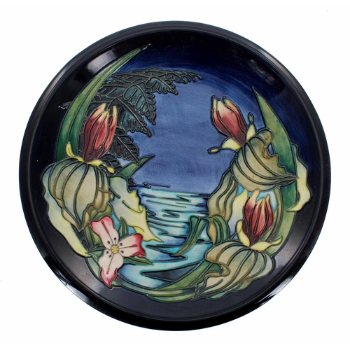 577 - Moorcroft Pottery 'Sweet Betsy' plate, designed by Emma Bossons, with factory stamps and script init... 