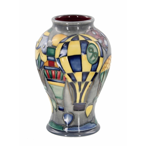 584 - Moorcroft Pottery 'Hot Air Balloons' baluster vase designed by Jeanne McDougall, circa 1999, with fa... 