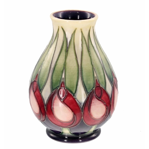 592 - Moorcroft 'April Tulip' vase designed by Emma Bossons, circa 2003, with factory stamp and artist mon... 