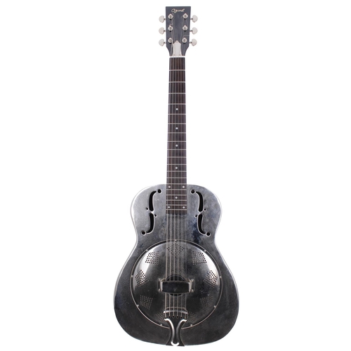 370 - Ozark 3515 single cone resonator guitar; Body: nickel plated, a few marks and blemishes; Neck: mahog... 