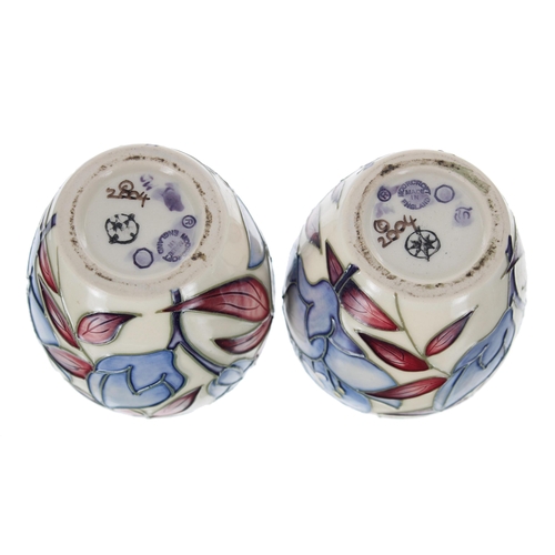 608 - Pair of Moorcroft Pottery 'Jacobs Ladder' small ovoid vases designed by Alicia Amison, circa 2004, w... 