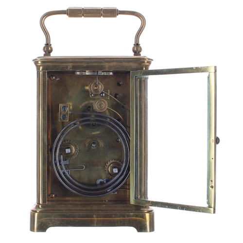 1204 - Grande Sonnerie carriage clock striking on a gong, fitted with a selection lever beneath the base, w... 