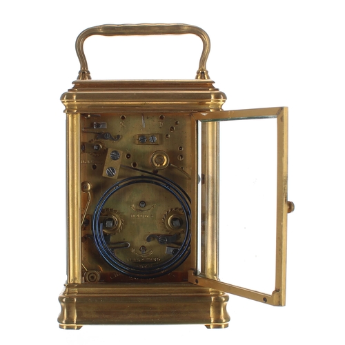 1328 - Charles Frodsham repeater carriage clock with alarm, the movement striking on a gong and signed Chas... 