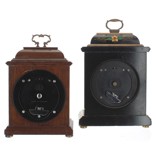 2520 - Elliott of London small bracket clock timepiece, within a black lacquer chinoiserie decorated case s... 