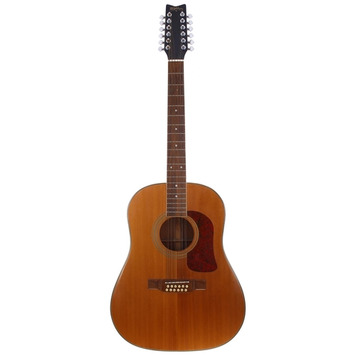 418 - 1990s Washburn D21S-12 twelve string acoustic guitar; Back and sides: laminate mahogany, minor marks... 