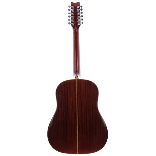 418 - 1990s Washburn D21S-12 twelve string acoustic guitar; Back and sides: laminate mahogany, minor marks... 