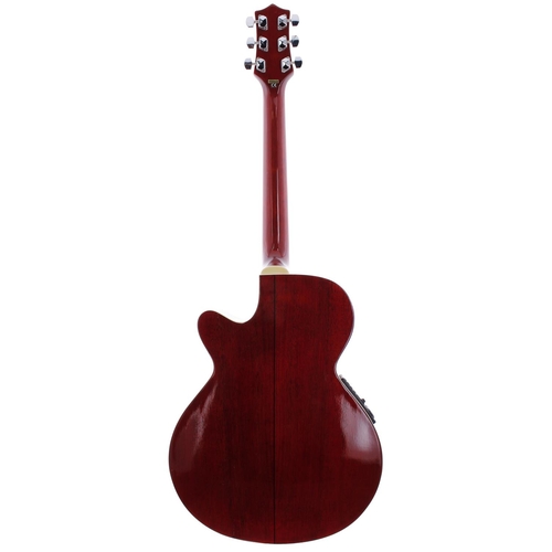 420 - Fleetwood FW556 electro-acoustic guitar; Body: trans red finish, a few minor surface marks; Neck: ge... 