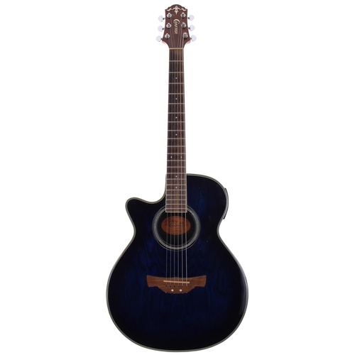 422 - 2007 Crafter FX550EQL left-handed electro-acoustic guitar, made in Korea, blue burst finish, with gi... 