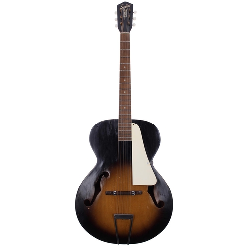 429 - 1940s Silvertone archtop guitar; Body: tobacco sunburst finish, scratches and dings throughout, some... 