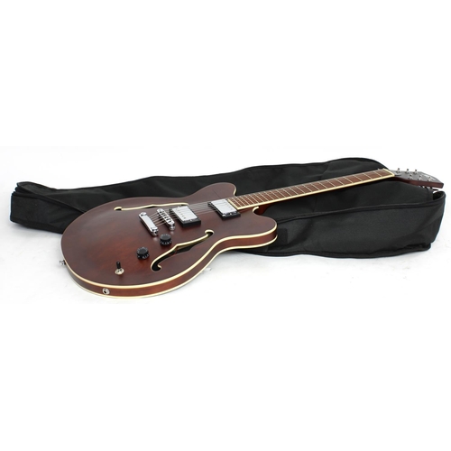 430 - 2005 Hofner HI-VTH Verythin semi-hollow body electric guitar; Body: walnut finish; Neck: good; Fretb... 