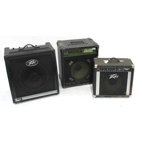 793 - Three amplifiers to include a Peavey Backstage Plus, a Peavey KB3 keyboard amplifier and a Carlsbro ... 