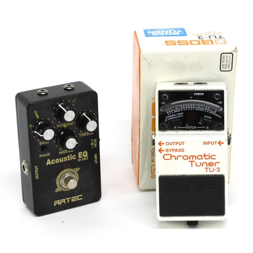 896 - Boss TU-3 Chromatic Tuner guitar pedal, boxed; together with an Artec SE-0E3 Acoustic EQ guitar peda... 