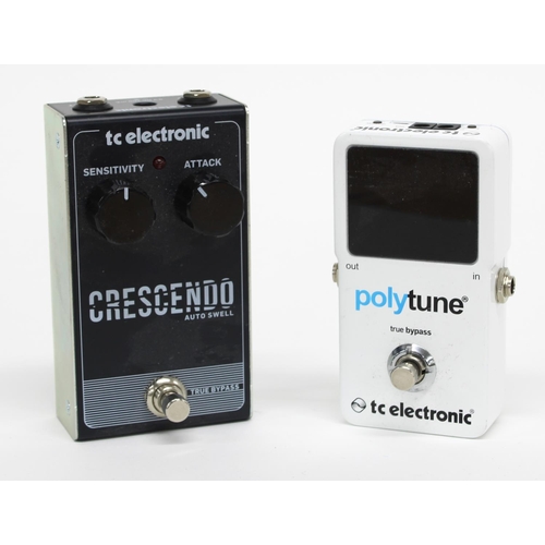 900 - TC Electronic Polytune True Bypass guitar tuner pedal; together with a TC Electronic Crescendo Auto ... 