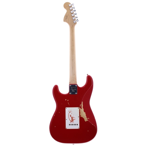 443 - 2001 Squier by Fender Affinity Series 20th Anniversary Strat electric guitar; Body: red finish, heav... 