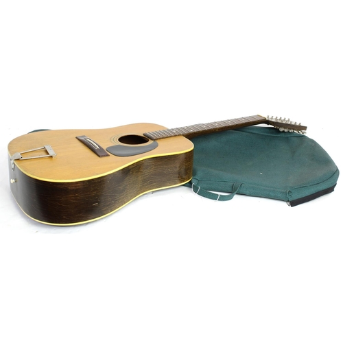 447 - Landola T-73 twelve string acoustic guitar; Body: very heavy lacquer checking throughout; Neck: lacq... 