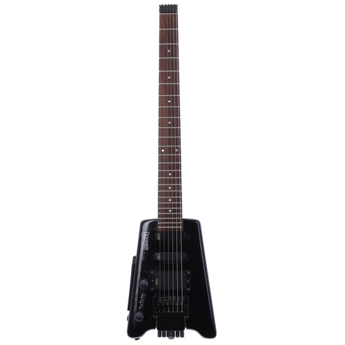 448 - Hohner Professional G3T left-handed headless guitar, circa 1989; Body: black finish, scratches and d... 