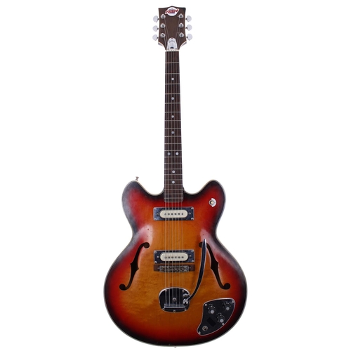 449 - Teisco Del Rey hollow body electric guitar, made in Japan; Body: sunburst finish, surface scratches ... 