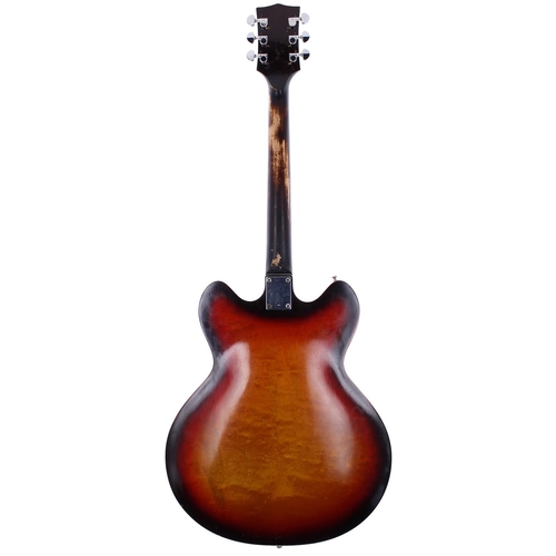 449 - Teisco Del Rey hollow body electric guitar, made in Japan; Body: sunburst finish, surface scratches ... 