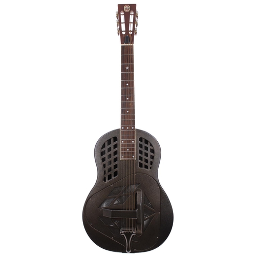 456 - Republic Tricone left handed resonator guitar; Body: textured finish; Neck: good; Fretboard: rosewoo... 