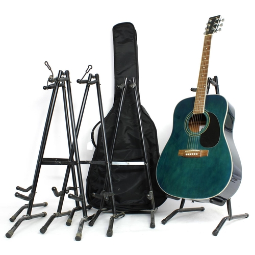 405 - Westfield WF400TSB acoustic guitar, gig bag; together with five guitar stands