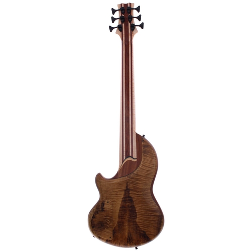 499 - 2018 Greg Barcus Custom six string fretless bass guitar, made in USA; Body: chambered mahogany body ... 