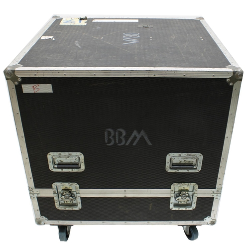 601 - Gary Moore - large flight case on wheels bearing 'BBM' stencils, and various tape annotations, 39