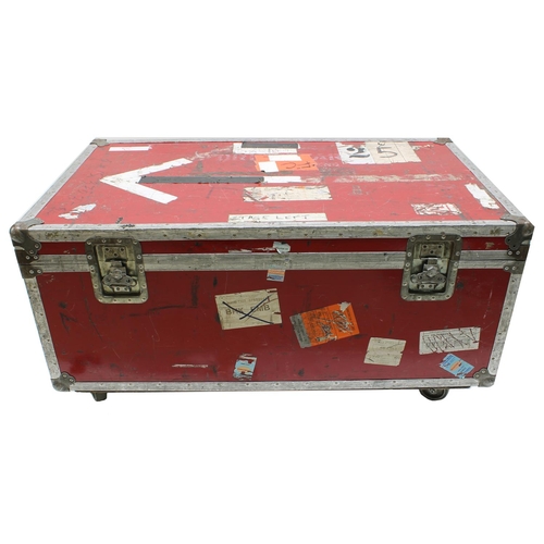 603 - Gary Moore - large heavy duty low trunk type flight case on wheels, stencilled 'Orionstar Ltd. Engla... 