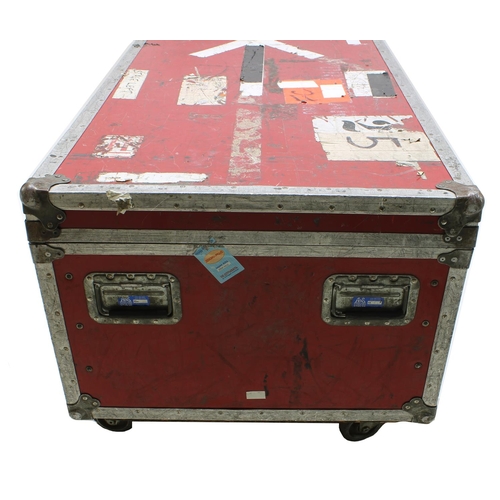 603 - Gary Moore - large heavy duty low trunk type flight case on wheels, stencilled 'Orionstar Ltd. Engla... 