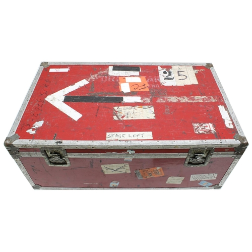 603 - Gary Moore - large heavy duty low trunk type flight case on wheels, stencilled 'Orionstar Ltd. Engla... 