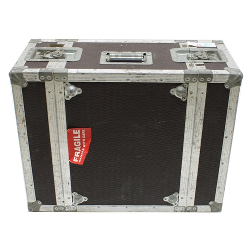 605 - Gary Moore - small Bulldog Cases flight case with rack mount interior, bearing various tape annotati... 