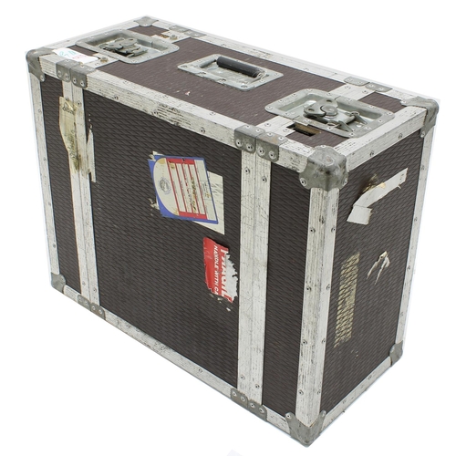 605 - Gary Moore - small Bulldog Cases flight case with rack mount interior, bearing various tape annotati... 