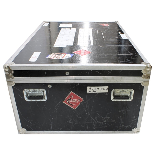 607 - Gary Moore - low heavy duty Calzone flight case on wheels, with multi-section interior, bearing vari... 