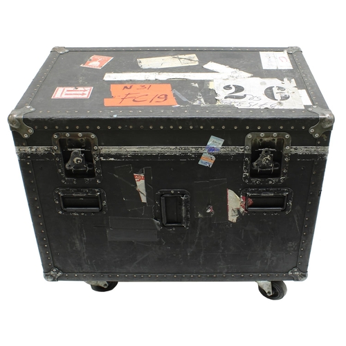 613 - Gary Moore - heavy duty flight case on wheels with rack mount interior, bearing various tape annotat... 