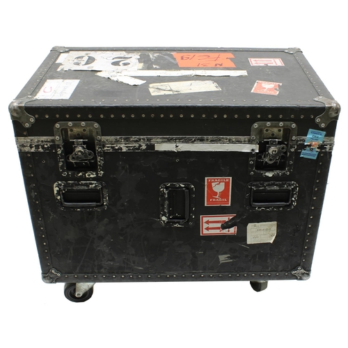 613 - Gary Moore - heavy duty flight case on wheels with rack mount interior, bearing various tape annotat... 