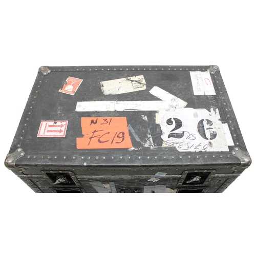 613 - Gary Moore - heavy duty flight case on wheels with rack mount interior, bearing various tape annotat... 