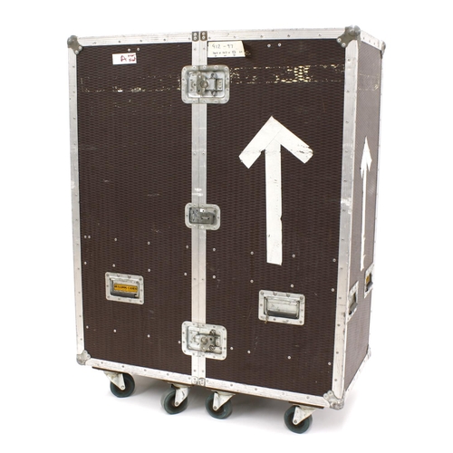 618 - Gary Moore - heavy duty Bulldog Cases wardrobe flight case on wheels, enclosing open rail tops and d... 