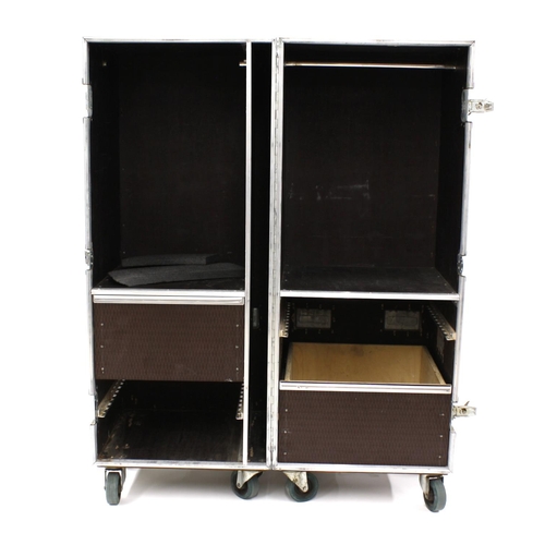 618 - Gary Moore - heavy duty Bulldog Cases wardrobe flight case on wheels, enclosing open rail tops and d... 