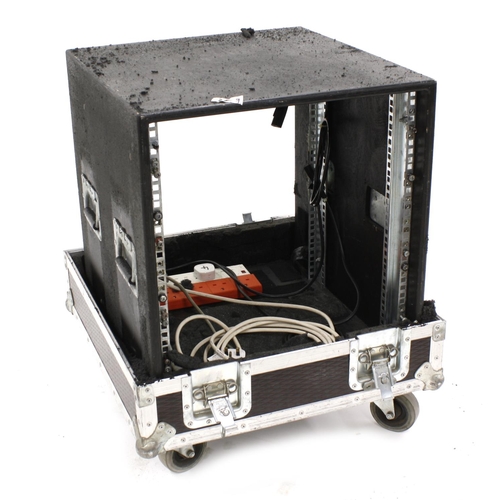 620 - Gary Moore - heavy duty flight case on wheels, enclosing a rack mount interior bearing various tape ... 