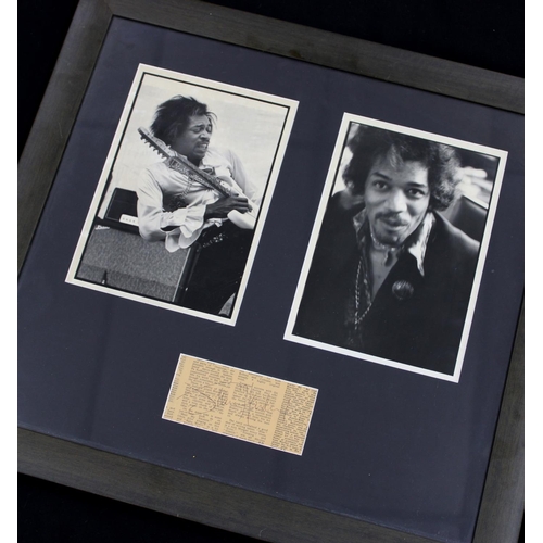 641 - Jimi Hendrix - autographed clipped Melody Maker page, signed in Black ballpoint pen, mounted and fra... 