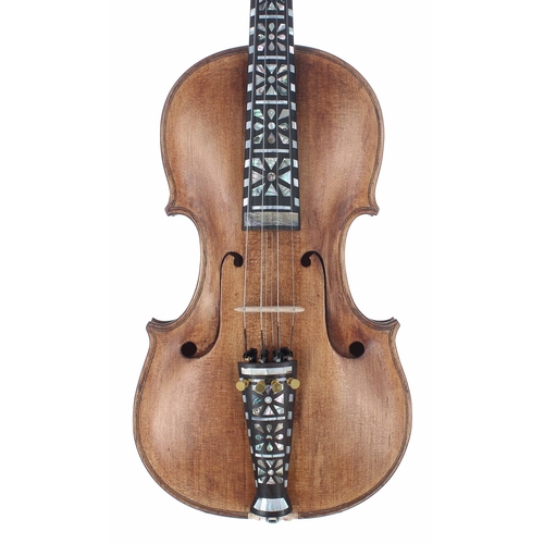 2408 - Interesting Hardanger fiddle with eight strings (four bowed and four sympathetic), with profuse geom... 