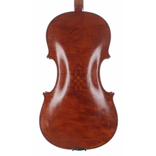 2417 - Good English viola by and labelled Paul Bowers, Newark 1985, the one piece back inlaid with geometri... 