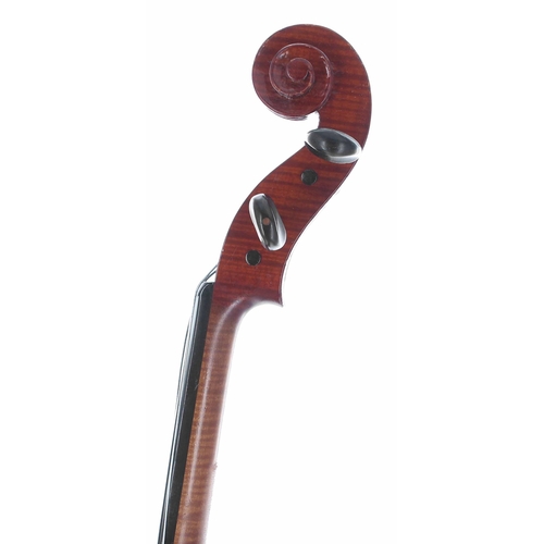 2417 - Good English viola by and labelled Paul Bowers, Newark 1985, the one piece back inlaid with geometri... 