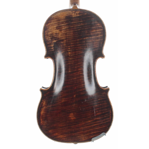 2418 - Interesting 19th century violin labelled Luigi Carlos, 14 3/16