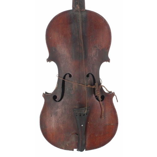 2430 - English violin of the Furber School circa 1780, unlabelled, in need of restoration, 13 15/16