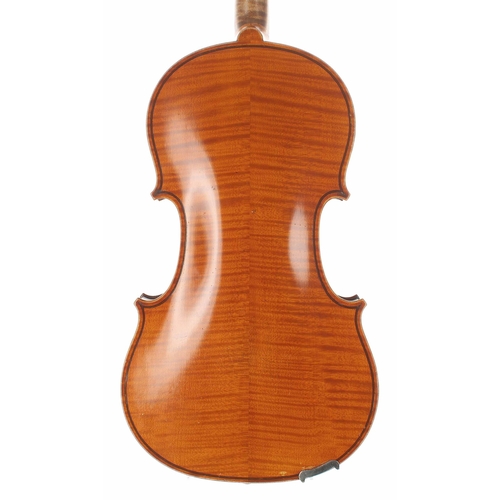 2431 - French Mirecourt violin of the Colin School circa 1900, the two piece back of faint medium curl with... 