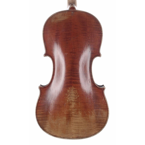 2434 - Mittenwald violin circa 1890, the two piece back of very faint medium curl with similar wood to the ... 