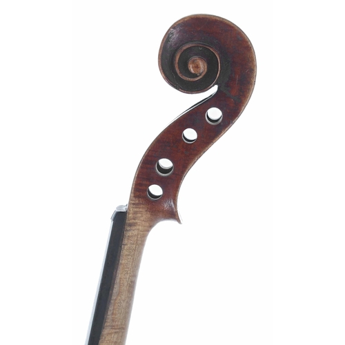 2434 - Mittenwald violin circa 1890, the two piece back of very faint medium curl with similar wood to the ... 