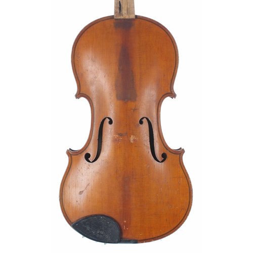 2439 - German violin by and labelled Arnold Voigt, Geigenmacher, Markneukirchen, Sachsen, the two piece bac... 