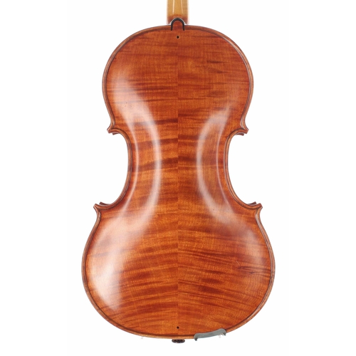 2447 - English viola by and labelled Harold Lester Styles, Bath 1979, the two piece back of broad curl with... 