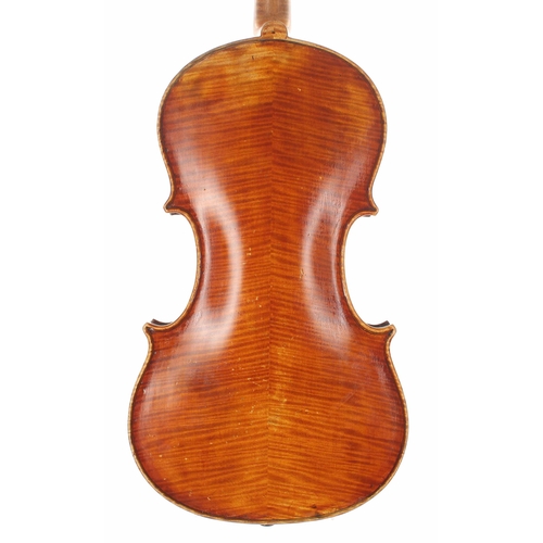 2451 - English violin labelled W. Glenister, 23 Beak St. London W. 1893, the two piece back of fine curl wi... 